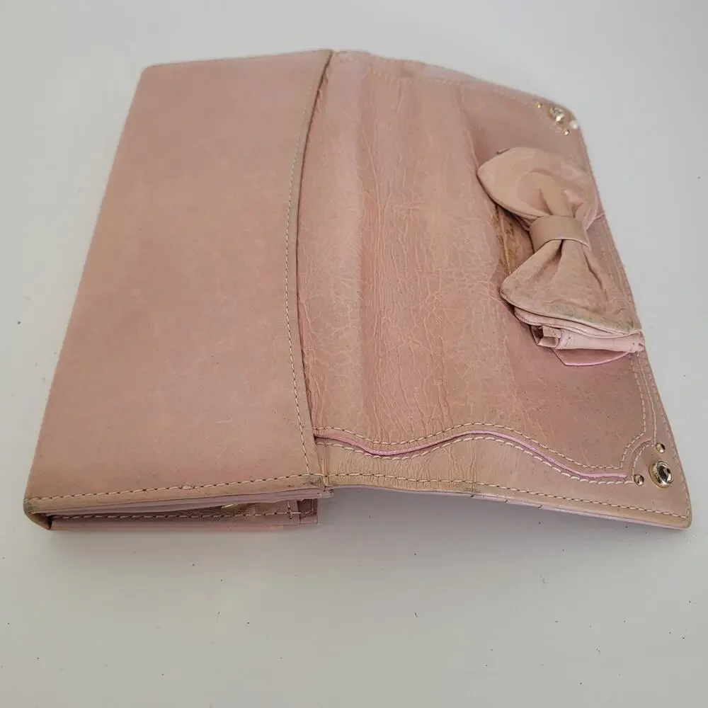 Samantha Thavasa Geniue Leather Wallet Boho Quality Bow Purple Designer Envelope